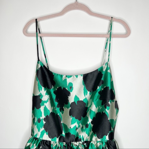Rachel Antonoff Dress Green Black Floral Eliora Low Back Fit & Flare Size 12 - Picture 3 of 16